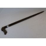 Oriental hardwood walking stick with Dragon head handle, and a hallmarked Silver handled walking