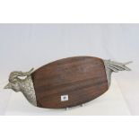 Wooden and White Metal Game Serving Platter in the form of a Pheasant