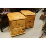 Pair of Pine Bedside Cabinets, both with two drawers