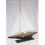 Rigged wooden model of a Sailing Boat with stand