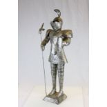 Tin model of a Knight in armour with silvered finish