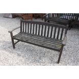 Wooden Garden Bench with Floral Carved Back Rail, 162cms long