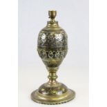Middle Eastern Brass lamp base with Enamel & Silver decoration