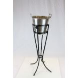 Metal Champagne / Wine Bucket on Wrought Iron Stand