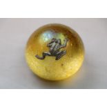 Heron Glass Paperweight with Frog