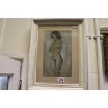20th century a studio framed watercolour portrait of a nude female signed and dated