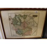 Menzies Map ' Persia ' hand Coloured Engraving 45 x 50cm approx. Framed and Glazed