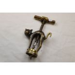 Brass ' Cat ' Corkscrew