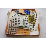 Victorian and 20th century French and British sets of buttons on original cards to include paste,