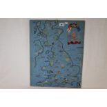 Military interest Embroidery of Great Britain with board backing