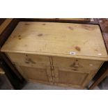 19th century Pine Dresser Base with Two Drawers above Two Cupboards