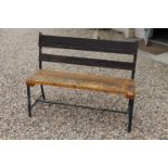 Garden Bench with Wooden Slats and Metal Frame