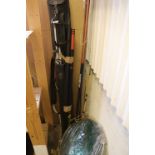 Collection of Fishing Items including Rods, Nets, Reels, Hooks, Floats, Flies, etc