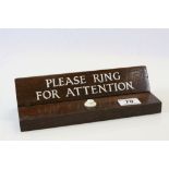 Vintage ' Please Ring for Attention ' Reception / Office Buzzer Sign