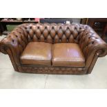 Thomas Lloyd Brown Leather Studded Chesterfield Two Seater Sofa