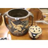 Large Bretby Planter with Oriental design and a Bretby covered dish with Dutch theme