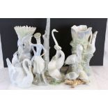 Collection of vintage Spanish ceramics, Lladro style to include a large vase with Fishes by