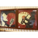 Modern school a pair of mixed media on canvases "Portraits of a jazz club"
