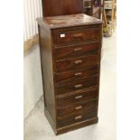 Early 20th century Stained Pine Office Chest of Eight Short Drawers, 123cms high