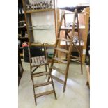 Two Sets of Wooden Decorator's Ladders