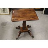 Early 19th century Mahogany Side Table with Rectangular Top, square column support and Four Legs