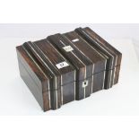 edwardian Mother of Pearl inlaid Rosewood veneer fitted workbox