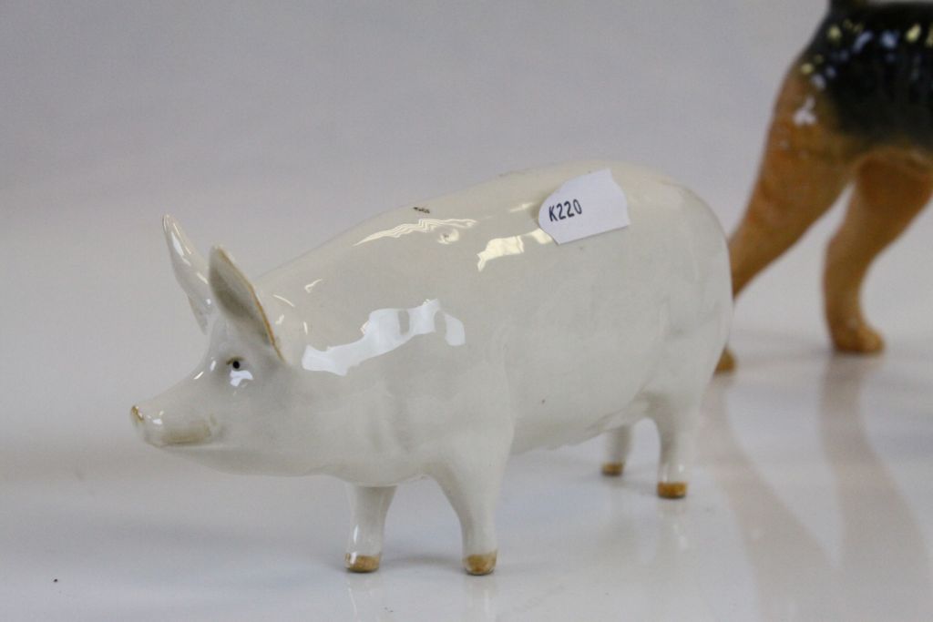 Three Beswick ceramic animals to include; Champion Wall Queen 40 Pig, Champion Cast Iron monarch Fox - Image 3 of 6