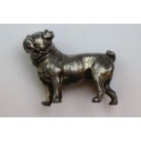 White Metal Figure of a Pug dog