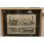 Framed and Engraved Engraving of the design of Mountain Locomotive by Graham Bell