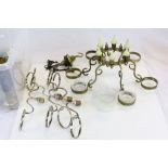 Collection of Victorian glass Fairy lights, Night lights, Tea lights and a Brass chandleier with