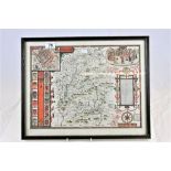 John Speed framed and glazed Antique hand coloured map of "Wiltshire"