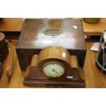 Vintage wooden Sewing Box and an Edwardian key wind Mantle clock with French movement