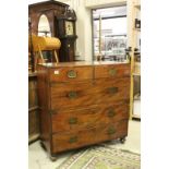 19th century Mahogany and Brass Banded Campaign Chest of Two Short over Three Long Drawers with