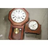 1930's Walnut Cased Enfield Mantle Clock together with Kleninger Drop Dial Wall Clock