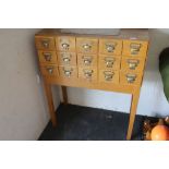 Retro Librex Oak Cabinet with a Bank of Fifteen Filing Drawers raised on square legs