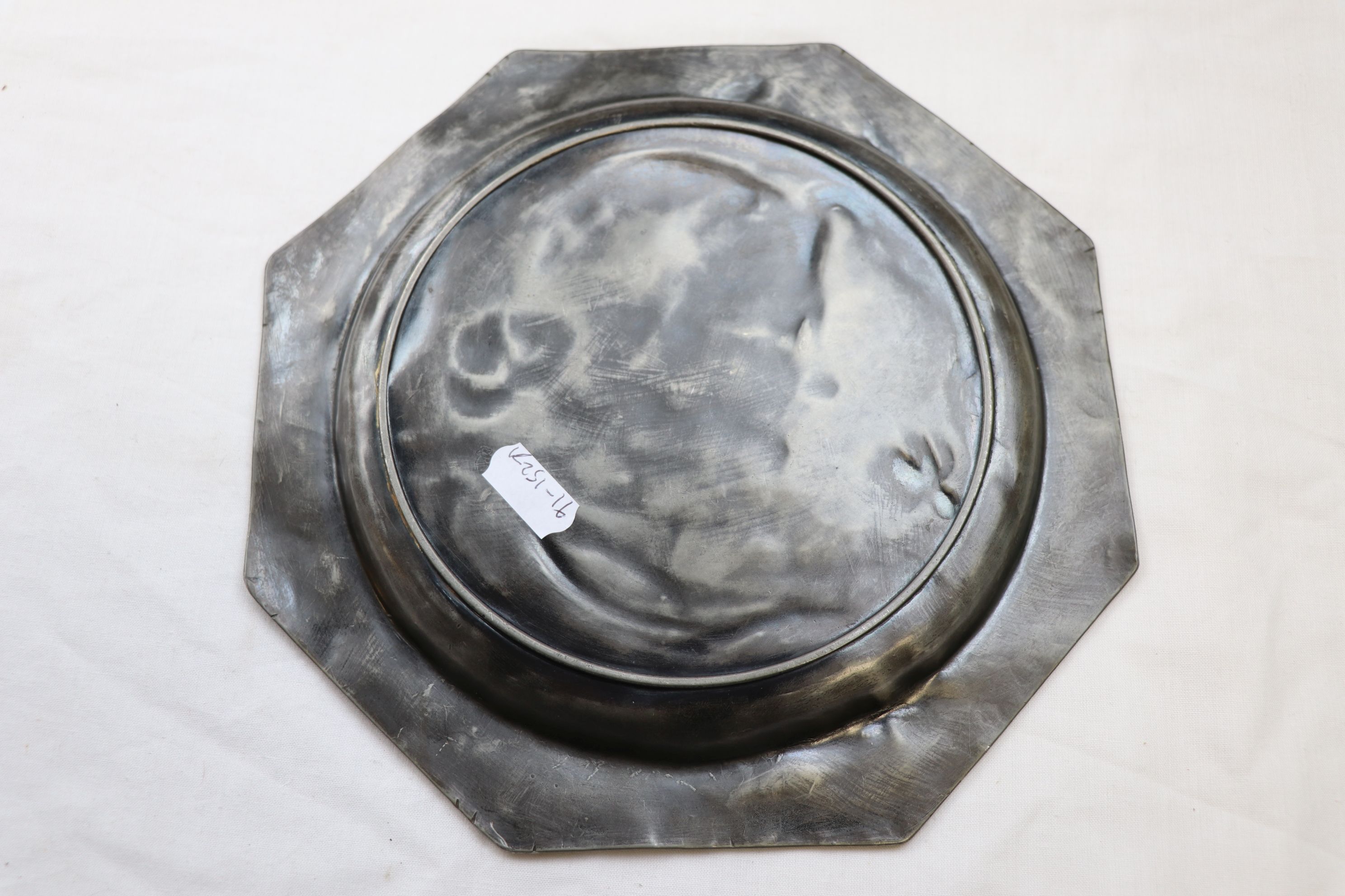 Art Nouveau Pewter Dish with Female Design - Image 3 of 3