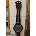 Mahogany Banjo Barometer with Silvered dial and plaque marked "Dancer Liverpool"