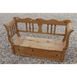 Pine Hall Bench with lift lid seat