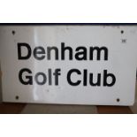 Vintage Railway Platform Sign ' Denham Golf Club '