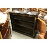 Victorian Ebonised and Boxwood Inlaid Open Bookcase with ormolu beading and mounts, 136cms long