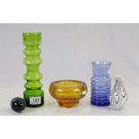 A small collection of Art glass to include Whitefriars