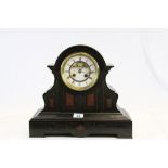 Large Slate mantle clock with Marble inlay
