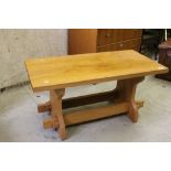 Pale Oak Coffee Table with Two Cross-Stretchers and Pegged Ends