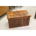 Hardwood Blanket Box with Three Floral Carved Panels to front