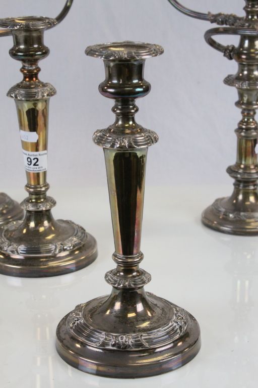 Pair vintage of Silver plated two branch Candelabra's and a matching pair of Candlesticks - Image 2 of 5