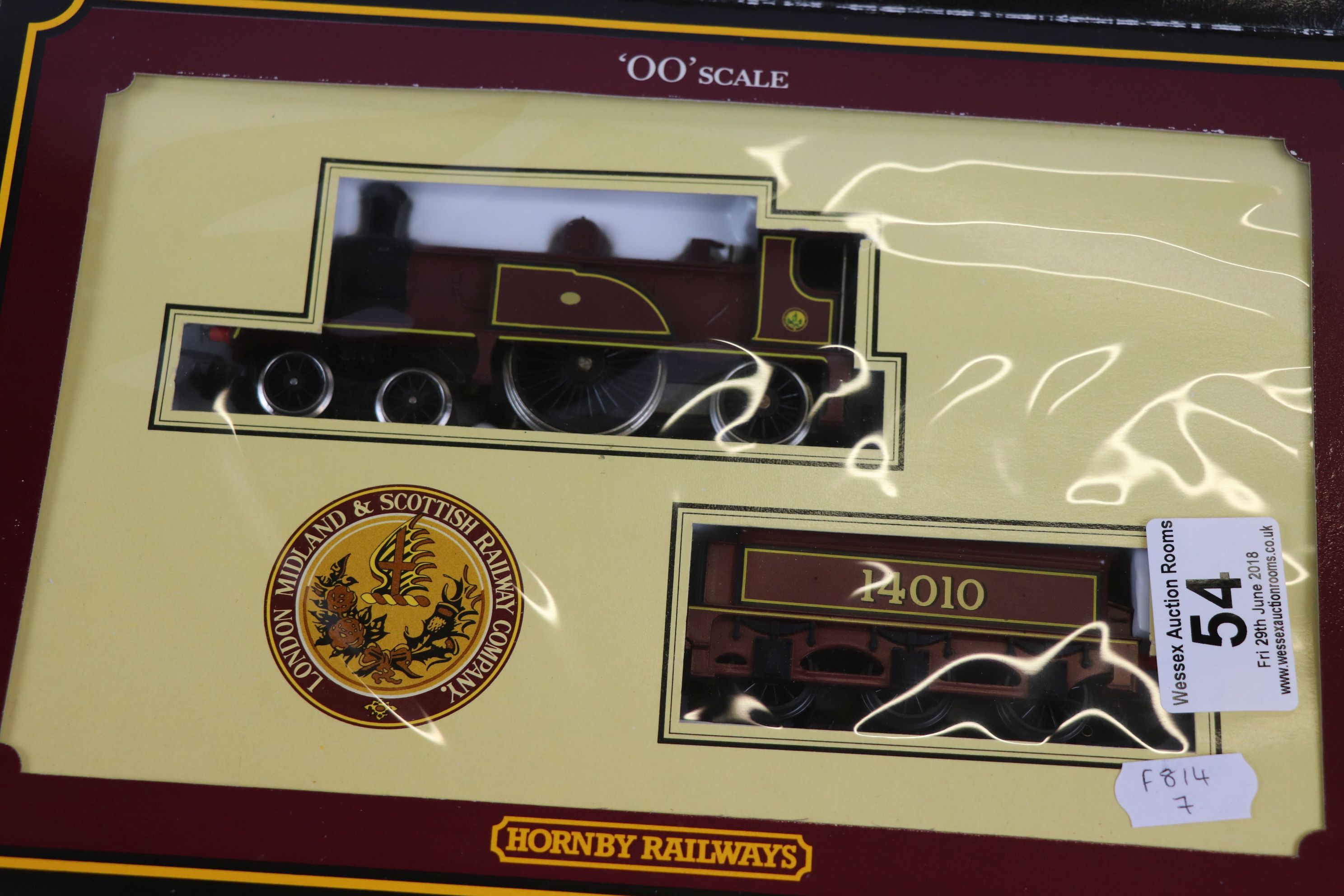 Boxed Hornby OO gauge R763 LMS 4-2-2 Ex-Caledonian No 14010, with paperwork, outer box showing - Image 3 of 3