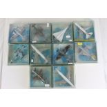 10 Cased Corgi Aircraft diecast models to include 1315 Boeing 747 Jumbo, 1311 Messerschmitt ME410,