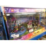 Large Lego Friends shop display showcase 41105 Pop Star Show Stage and 41106 Pop Star Tour Bus