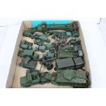 Collection of vintage play worn military diecast model vehicles to include Dinky, Matchbox Lesney,