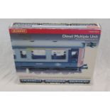 Boxed Hornby OO gauge R2073 Diesel Multiple Unit BR 3-Car Class 110 Train Pack, box has discoloured